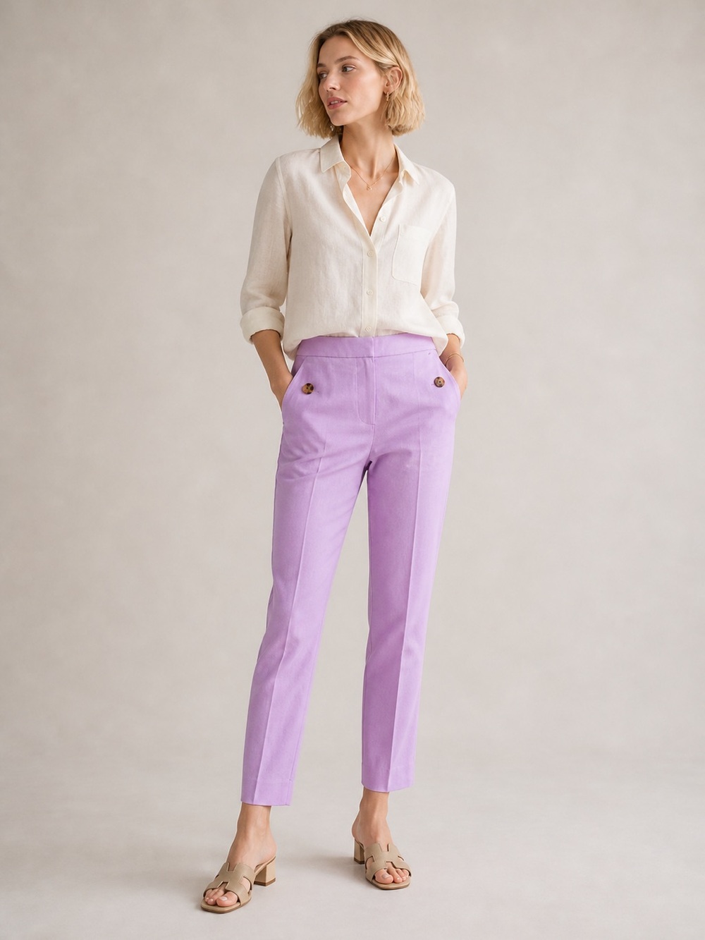 J. Crew Linen-cotton blend elastic-back sailor pant • Size 6 • NWT • BO902